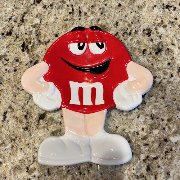 M&M Ceramic Red M&M Spoon Rest - Picture 1 of 10